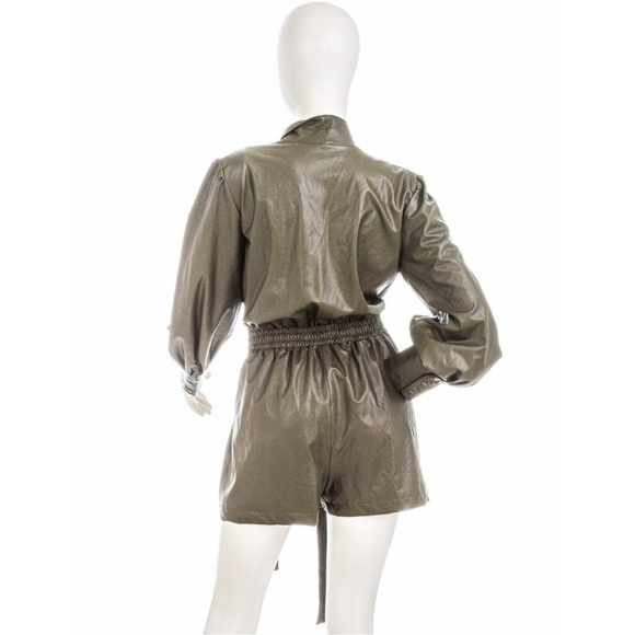 Amanda Uprichard Green faux leather romper - Picture 3 of 5